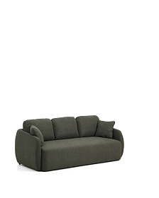 Трехместный диван-кровать Laira из темно-зеленого шенилла 218 см