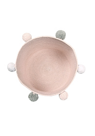Корзина с помпонами розовая 30*30*30