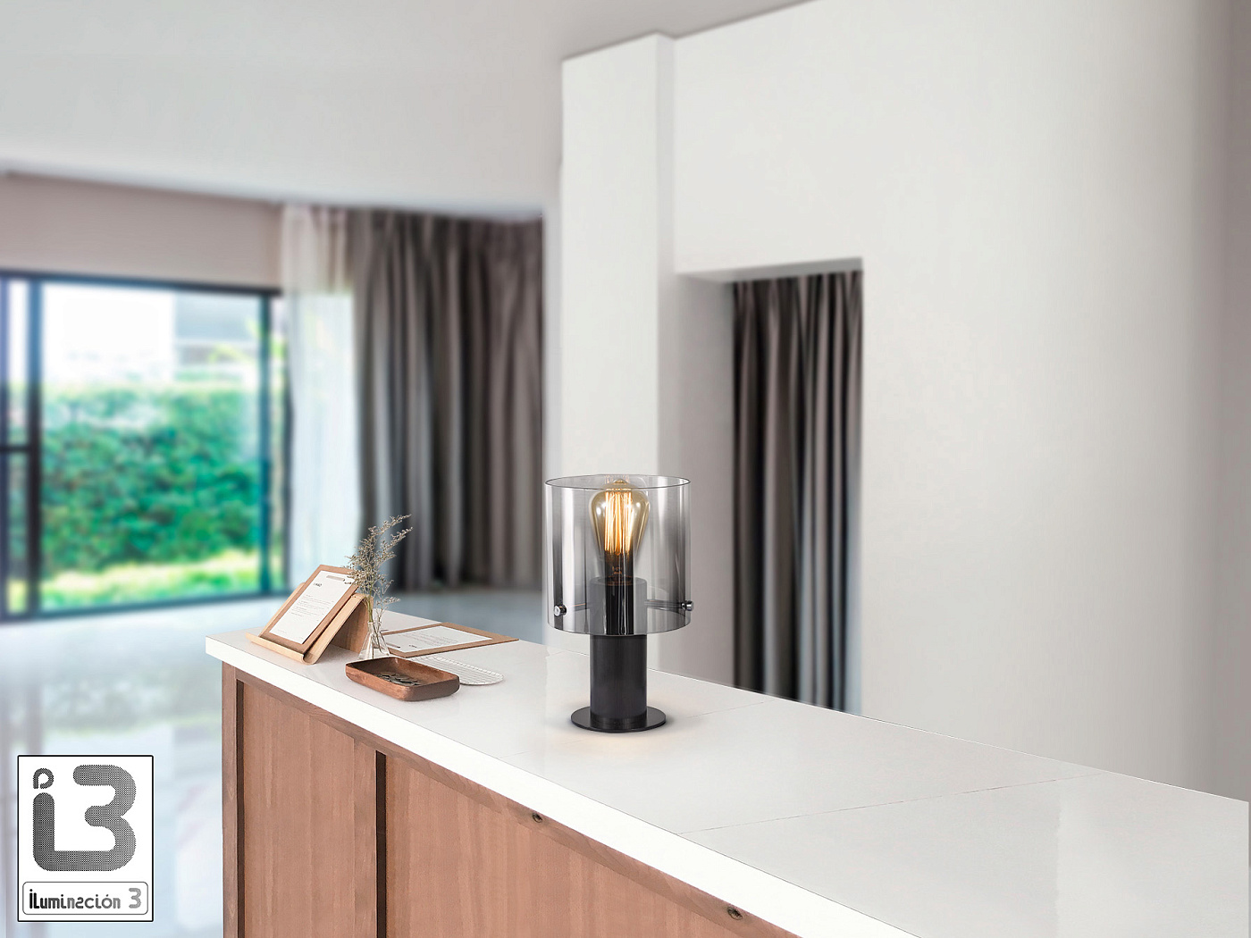 Настольная лампа Venize 1L черный/дымчатый