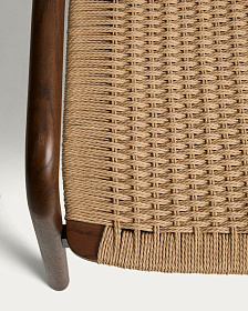 Кресло уличное Derile из дуба с отделкой орех и бежевой веревки