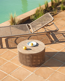 Dandara Журнальный столик из стали и бежевого шнура 60 см