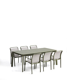 Комплект садовой мебели Brela стол и 6 стульев Luri из зеленого алюминия