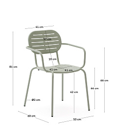 Уличный стул Brai с подлокотниками из оцинкованной стали бирюзового цвета
