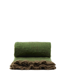 Плед Odelna из шерсти и акрила с оборками зеленого цвета, 130 x 170 см