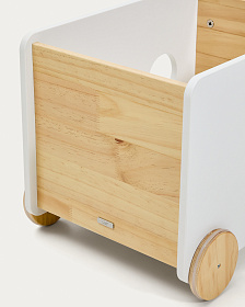 Тележка для хранения Bianina из массива натуральной сосны FSC и белого МДФ