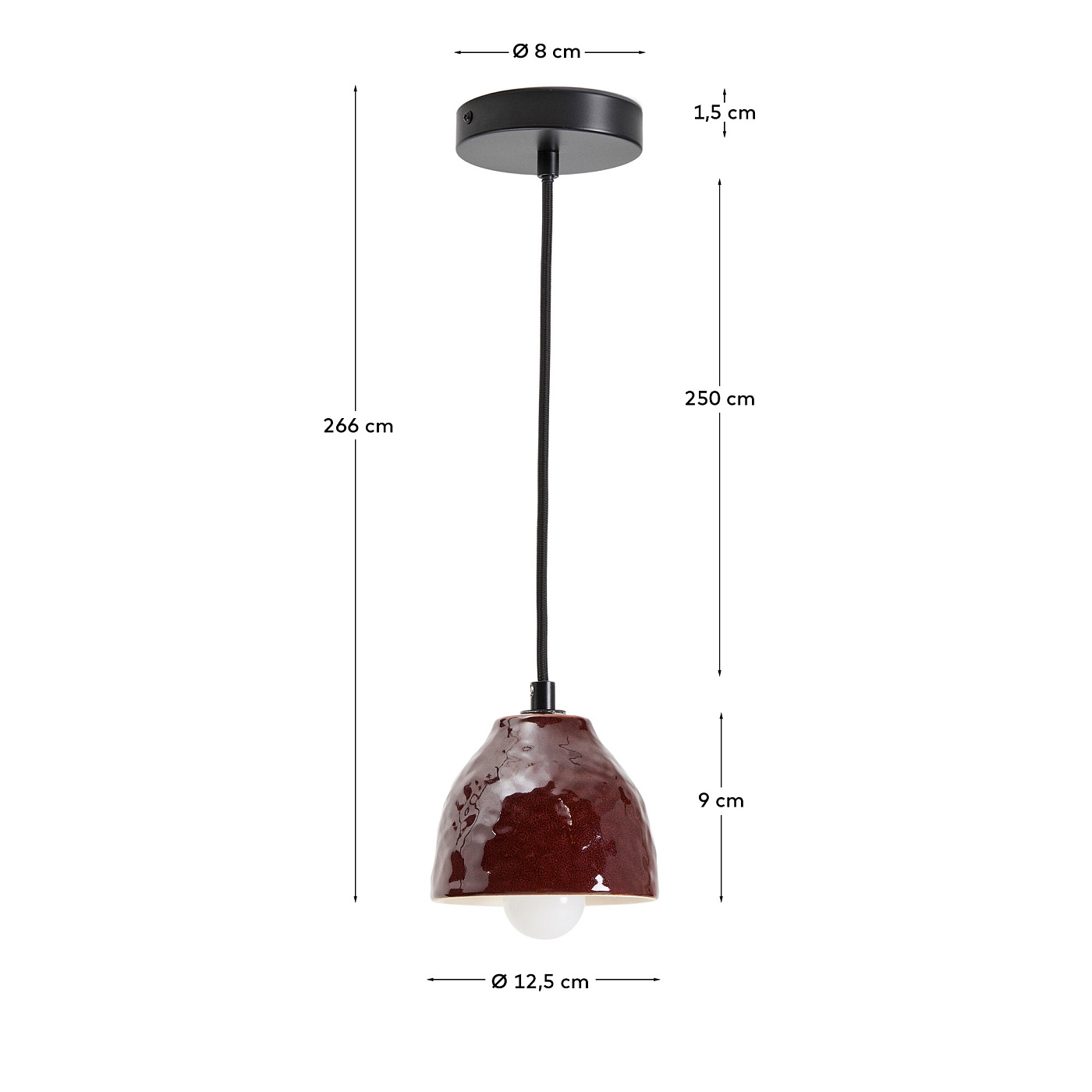 Подвесной светильник Drava из керамики бордового цвета