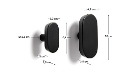 Набор из 2 вешалок Arely из бука с черным лаковым покрытием, 6,5 см/10 см