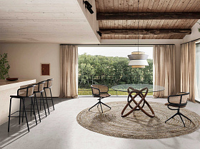 Поворотное кресло 4129/DC-1698B из бархата и ротанга