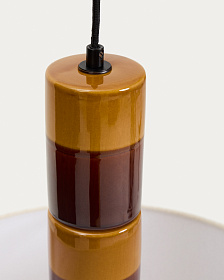 Подвесной светильник Mavran из коричневой керамики с хлопковым абажуром