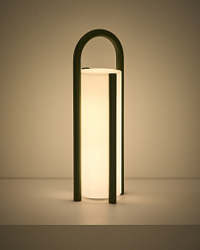 Большая портативная настольная лампа Leros из полиэтилена и стали зеленого цвета