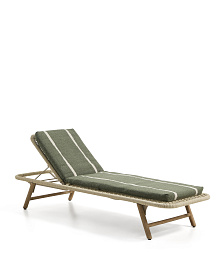 Подушка для шезлонга Daila зеленого цвета из 100% ПЭТ с рисунком икат, 50 x 175 см