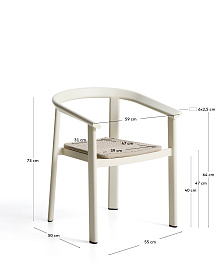 Уличный стул Erice из алюминия и шнура цвета экрю