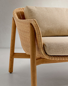 Двухместный диван Galea из тикового дерева и синтетического ротанга 170,5 см