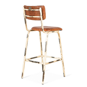 Кожаный барный стул Romina с белыми ножками