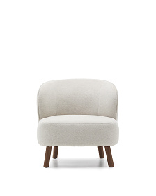 Кресло Ulit из бежевой синели с ножками из ясеня с отделкой под орех