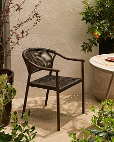 Уличный стул Livadia из коричневого алюминия и веревки