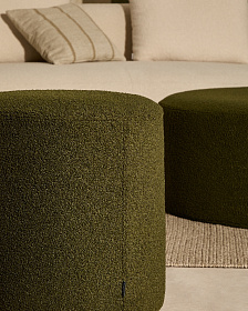 Пуф Kaeli со съемным чехлом из зеленого букле Ø 43 см