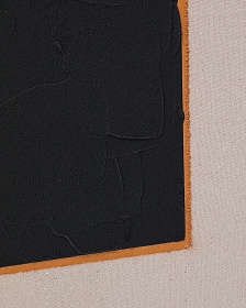 Zernu Абстрактная картина оранжево-чёрная на льняном холсте 