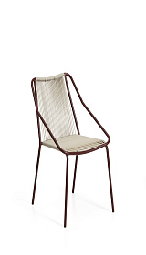 Уличный стул Zivia из веревки цвета экрю и стали бордового цвета