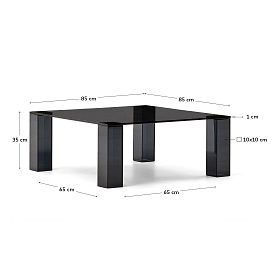Журнальный столик Adularia из стекла темно-серого цвета 85 x 85