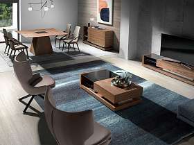 Журнальный столик из ореха с черным стеклом MH1317A /2061