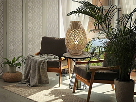 Большая настольная лампа YAIZA с абажуром из бумажной веревки