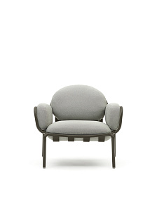 Садовое кресло Joncols серое с зеленой алюминиевой отделкой