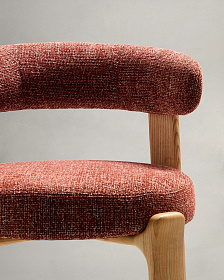 Барный стул Granite из терракотовой синели и ясеня с натуральной отделкой 75 см