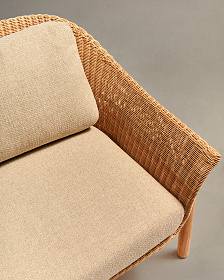 3-местный диван Galea из тикового дерева и синтетического ротанга, 223 см