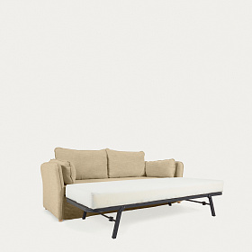 Диван-кровать Tanit бежевый с ножками из массива бука с натуральной отделкой 210 см