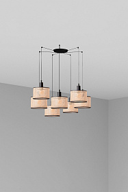 Подвесной светильник Mambo черный/ротанг ø21 7L