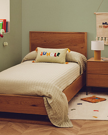 Плед Rilune из хлопка с эффектом тисненых полос светло-зеленого цвета