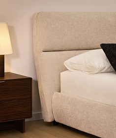 Кровать Dafra бежевого цвета из шенилла с ящиком для хранения 180 х 200 см