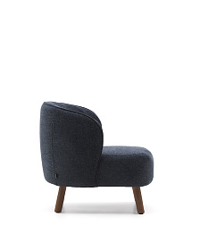 Кресло Ulit из сине-серой синели с ножками из ясеня с отделкой под орех