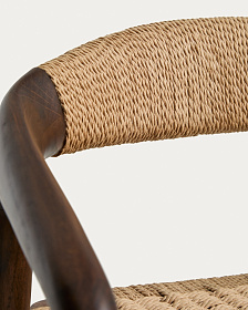 Уличный полубарный стул Derile из массива дуба в отделке орех и бежевой веревки