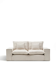 Anarela бежевый льняной диван 2-местный со съемным чехлом и подушками 240 см