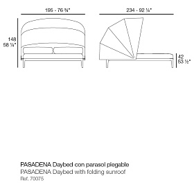 Уличный двойной шезлонг Pasadena с солнцезащитным козырьком