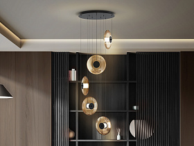 Diabolo Люстра 5L - черный-янтарный