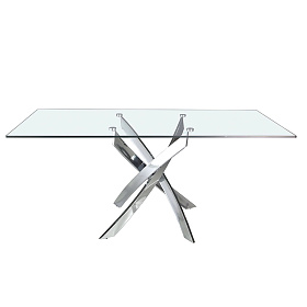 Стол обеденный прямоугольный F2133 /1061 стекло 140x95 с ножками из нержавеющей стали