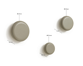 Nadue Набор из 3 настенных крючков из массива бука с серой отделкой