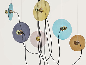 Люстра Fest 6L с разноцветными стеклянными дисками 1223 