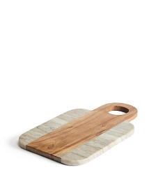 Сервировочная доска Nuvir из бежевого мрамора и массива акации