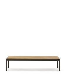 Журнальный столик Sorells из зеленого алюминия и тикового дерева 63 x 144,6 см