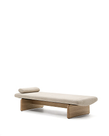 Кушетка Topaz из из бежевого шенилла с массивом ясеня в натуральной отделке 200 см