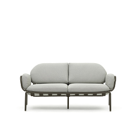 Уличный диван Joncols из серой ткани и зеленым алюминиевым каркасом 164 см