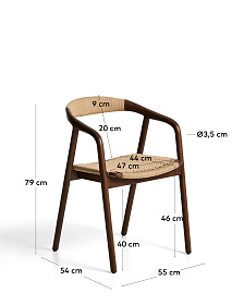 Уличный стул Derile из массива дуба в отделке орех и бежевой веревки