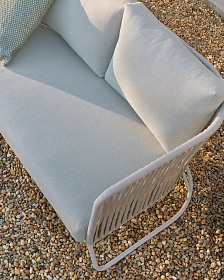 Уличный 3-местный диван Saconca из шнура и серой оцинкованной стали 189 см