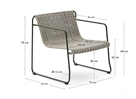 Кресло Maurina из оцинкованной стали зеленого цвета и серой веревки