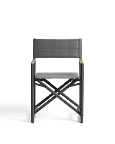 Складной уличный стул Tisno из графитового алюминия и серого текстиля