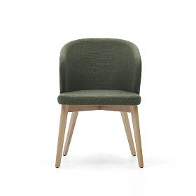 Стул Darice из зеленой синели с ножками в натуральной отделке